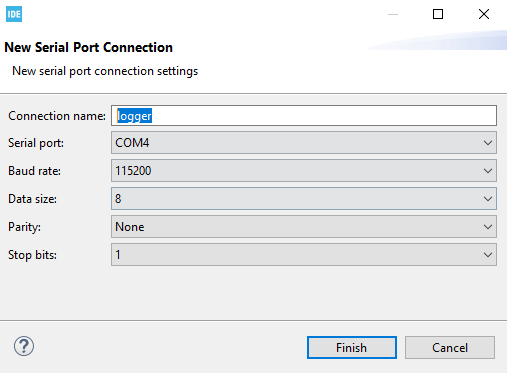 Serial port connection creation